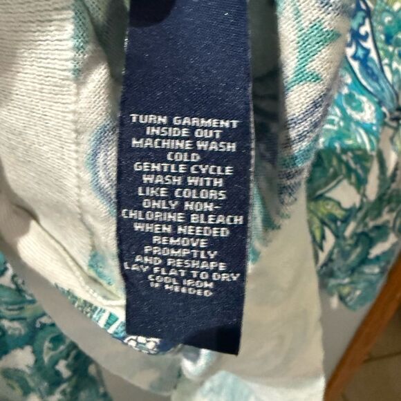 Chaps Paisley Button Down Cardigan Sweater Women's Large White Blue Green - Picture 4 of 7